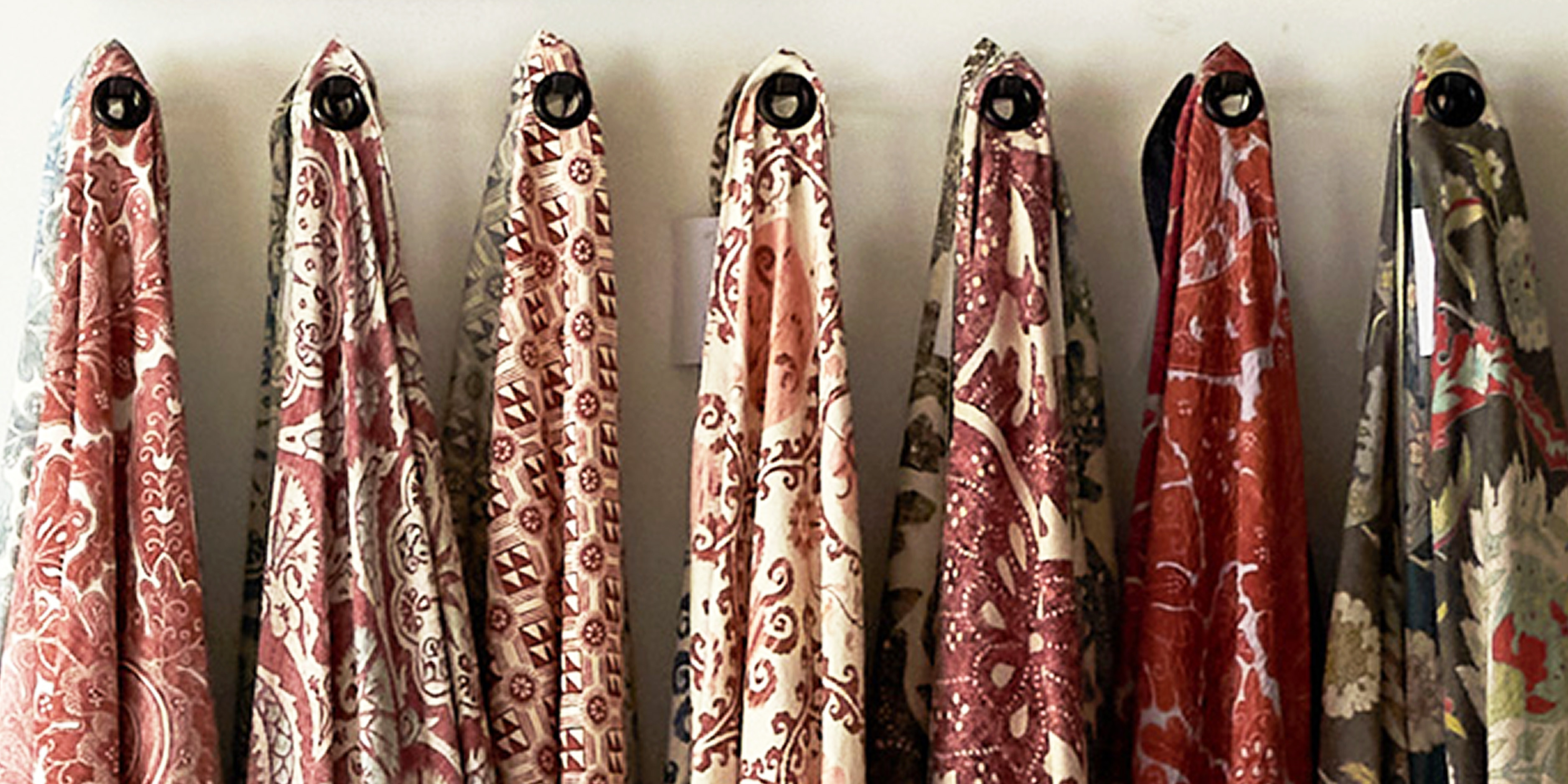 hanging fabrics at lewis and wood london showroom